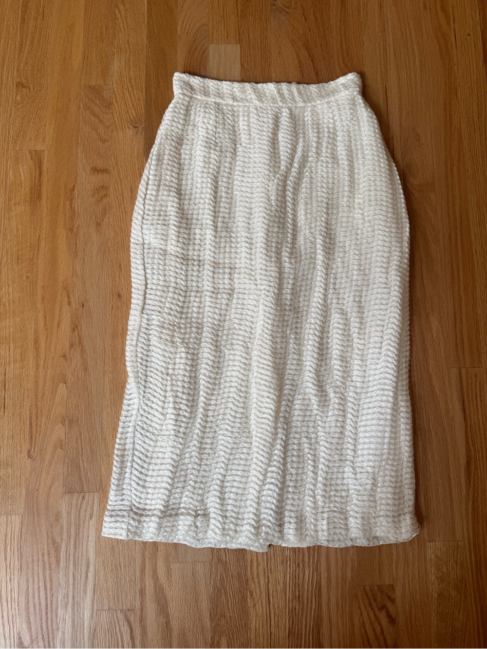Khaite NWOT Cream Textured Knit Midi Skirt linen and silk size 4
